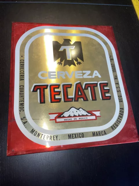 Tecate Cerveza Old Vintage Metal Beer Bar Sign Cibco Importing Mexico Tin Tavern