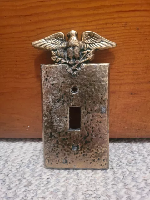 Vintage Hammered Textured Brass American Eagle Light Switch Plate Cover