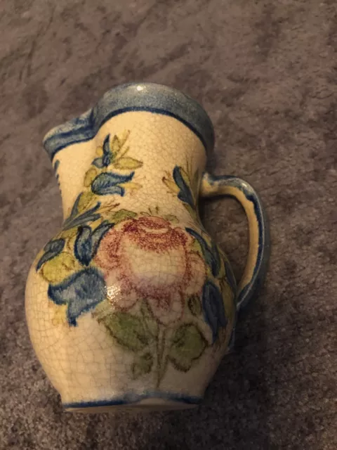 Alte Keramikvase Krug Vase Keramik Blumenmuster Ziergefäß 14 cm hoch