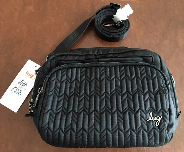 NWT Lug Mini Ranger Crossbody Bag Black RFID Zip Pockets Quilted Purse