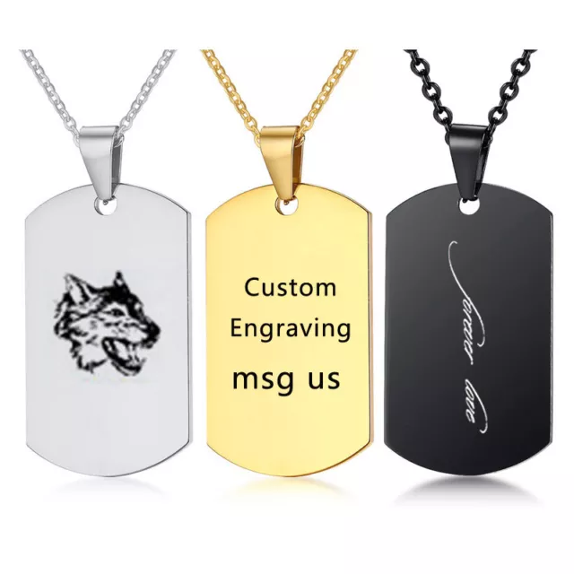 Men Man Necklace Pendant Brother Military Soldier Dog Tag Personalized 24" Chain 2