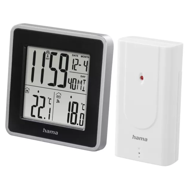 Hama Wetterstation EWS Intro Digital-Anzeige DCF-Funkuhr Alarm-Funktion Silber