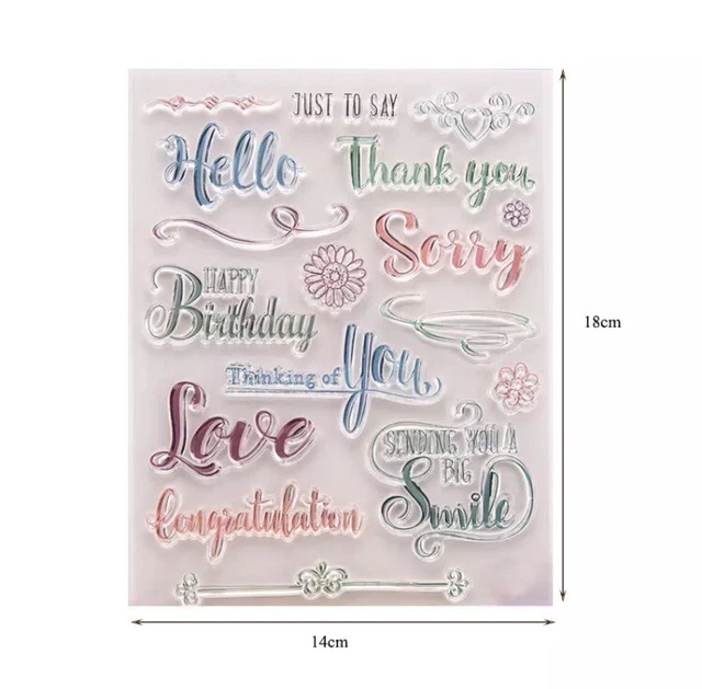 15 Gefühl/Worte Klare Briefmarken-Geburtstagsstempel/Liebe/Danke/Grats/Stempel 3