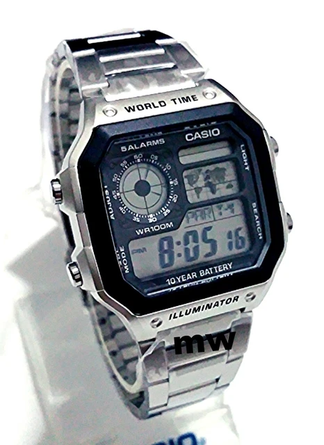 CASIO AE1200 AE1200WHD World Time Illuminator Digital Men's Watch  AE-1200WHD-1A $42.90 - PicClick