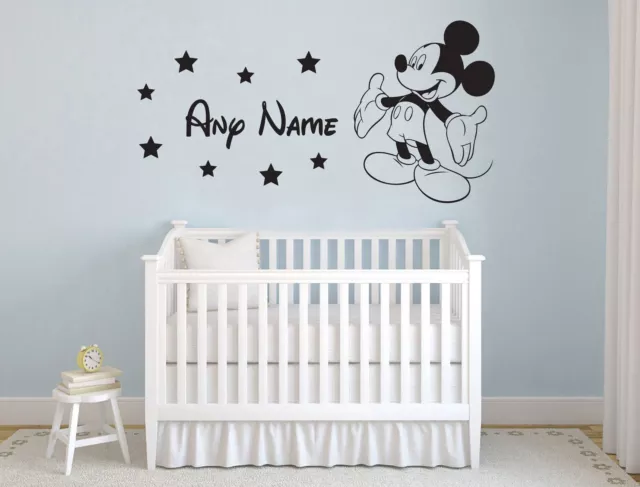 Mickey Mouse & Name Personalised Wall Sticker  Disney Childrens Bedroom Vinyl