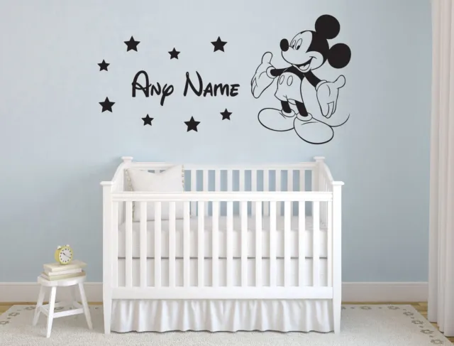 Mickey Mouse & Nombre Personalizado Adhesivo Pared Disney Niños Dormitorio