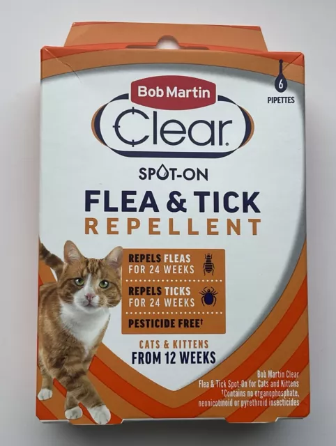 Bob Martin 6 Doses Spot On Cats & Kittens Flea and Tick Treatment 24 Weeks