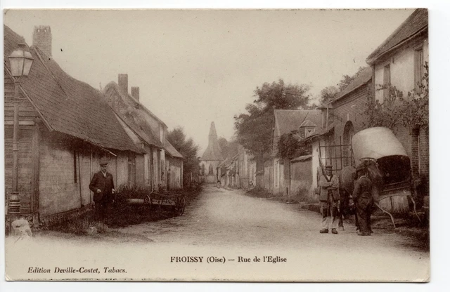 FROISSY oise CPA 60 La rue de l'église cariole deville-costet editions