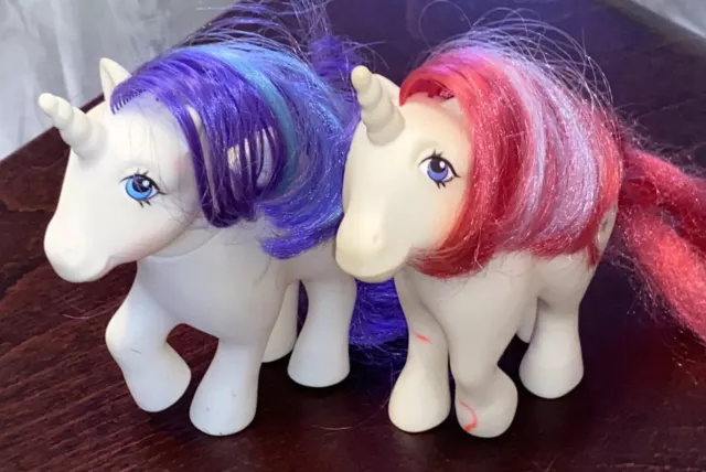 Lot of 2 Hasbro 1983 My Little Pony G1 Moondancer & Glory Shooting Star Unicorns