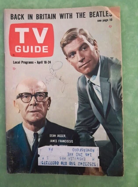 1964 TV Guide Mr Novak on cover PHILADELPHIA Edition Apr 18-24 Combat BEATLES