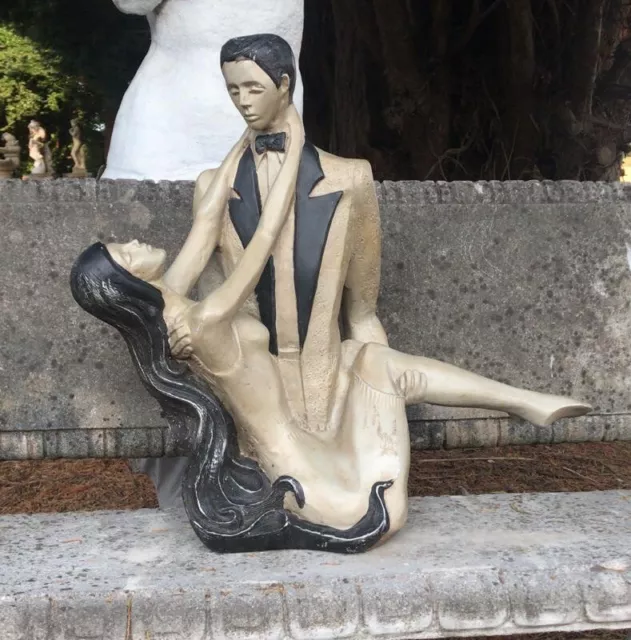 Large Figurative Art Deco Sculpture Of Male/Female Couple Charleston Dancers