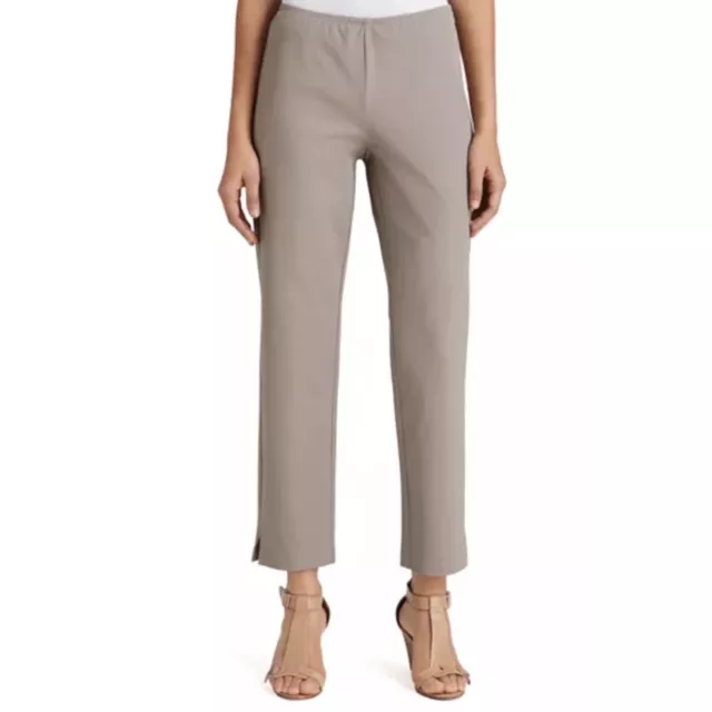 Eileen Fisher Organic Stretch Cotton Twill Slim Ankle Pants in Brown Size XL