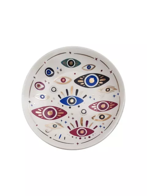 Temerity Jones TJ Ornament Evil Eye Small Trinket Tray White 12x13cm