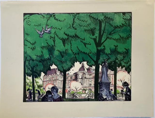 Robert BONFILS, vue de paris, 1918, le jardin du Luxembourg.
