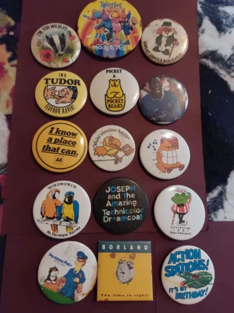 Vintage Button Badges Job Lot Bundle character Age Selection Some Rust Damage