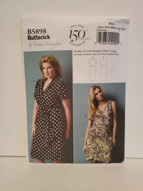 Butterick B5898 Sewing Pattern Womens Misses Loose Fit Wrap Dresses SZ XS-XL