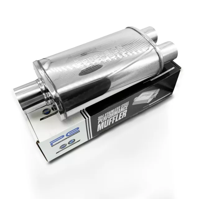 Oval Exhaust Silencer 304 Stainless Steel Profusion Muffler Body Center Dual 3