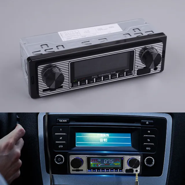 Bluetooth Vintage Car FM Radio MP3 Player USB Classic Stereo Audio Receiver AUX