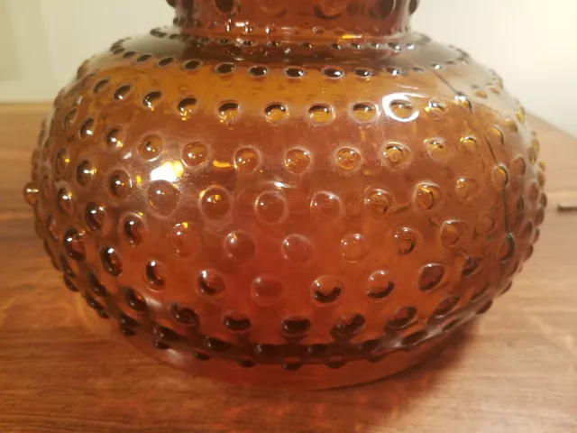 Vintage Dark Amber Hobnail Glass Oil Kerosene Lamp Shade 9