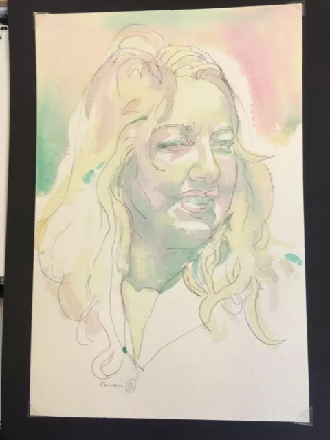 Laughing Irish Woman. Original Painting.Soft Pinks & Pastels.Blonde Lady Smiling