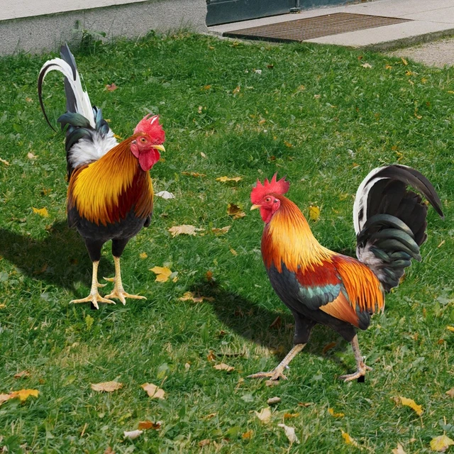 Yard Art Decor Sculptures Chicken-Decorations Rooster Statues Garden Ornaments