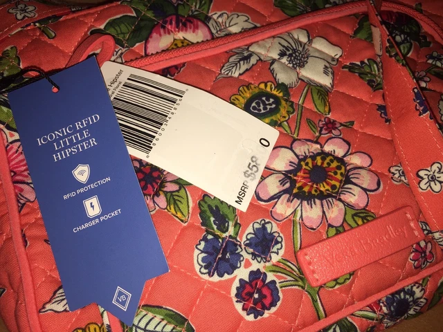NEW Vera Bradley Flower Dais Iconic RFID Little Hipster Crossbody Bag Wallet ID 2