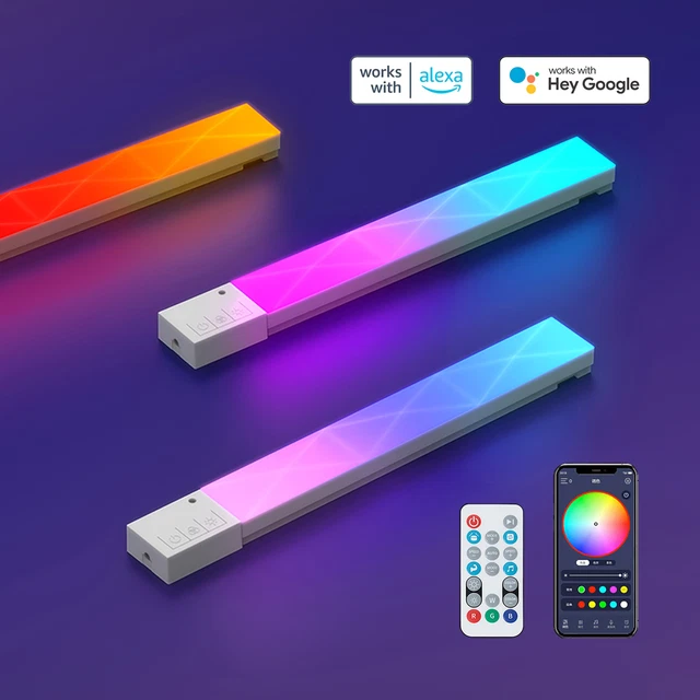 SMART LED AMBIENT Light Bar RGBIC Wall Light APP+Voice+Remote Control