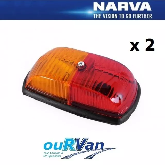 2 x NEW NARVA 85760 Caravan Camper Red/Amber side marker light Jayco Windsor