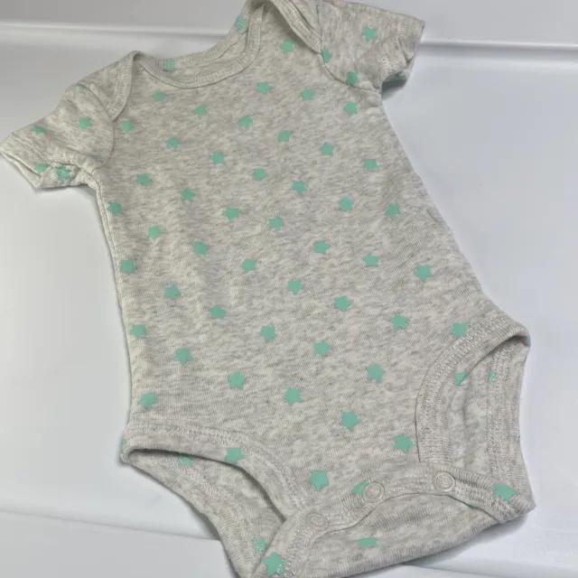 Carters Star One Piece Bodysuit Baby Girls Size 0-3 Months Gray Short Sleeve