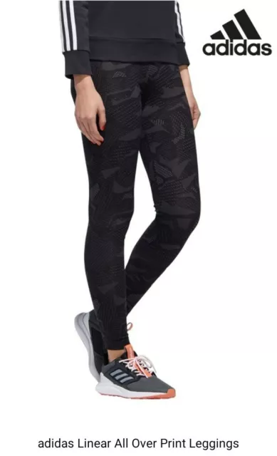 Adidas Women's Trefoil & 3 Stripes Leggings Black Grey Size 8 10 12 14