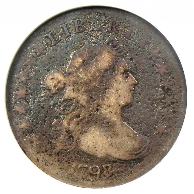 1798/7 Draped Bust Dime 10C Coin - Certified ANACS VG8 Detail - Rare Date!