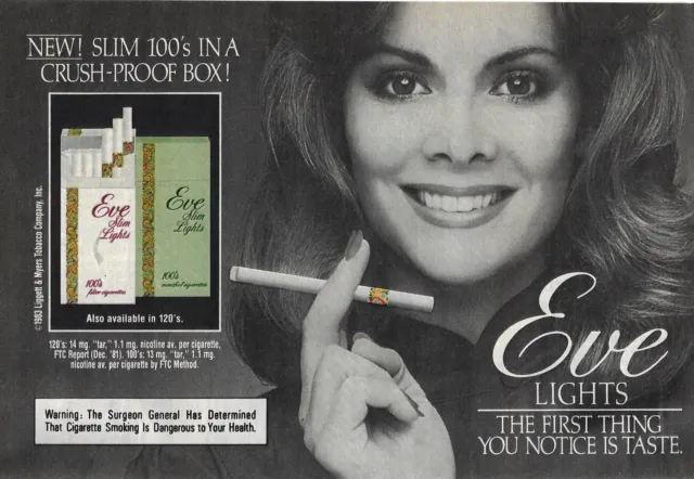 EVE CIGARETTES CUTE sexy girl smoking vintage tobacco 1983 PRINT Ad $5. ...