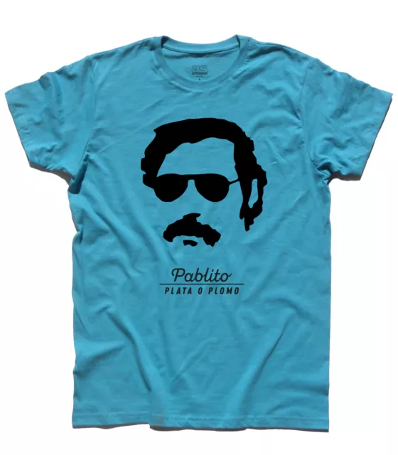 T-shirt uomo "O plata o plomo" ispirata a Pablo Escobar trafficante Colombia