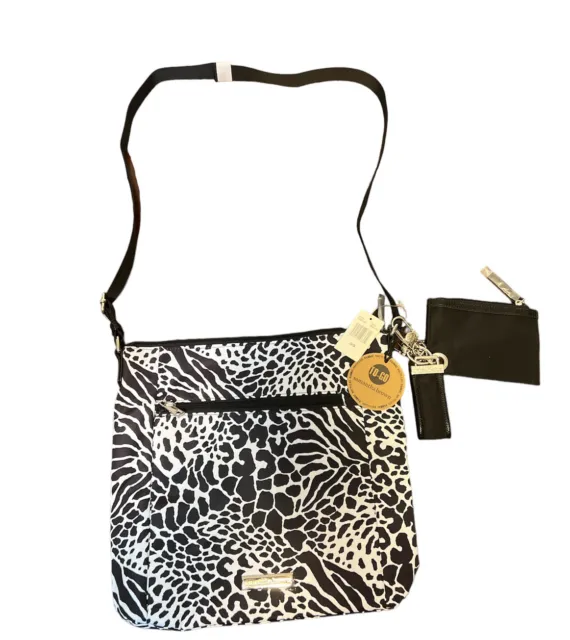 Samantha Brown To-Go MEDIUM Zip-Front Crossbody Handbag ANIMAL Zebra MIX