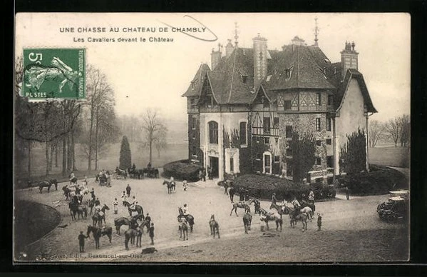 CPA Chambly, A Hunt at the Chateau de Chambly, Les Cavaliers in front of the Chateau