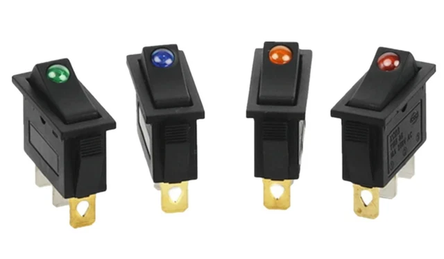 Interrupteur LED Lumineux 12V 23mm Pour Voiture Ou Moto - Rouge Et Bleu, Neuf