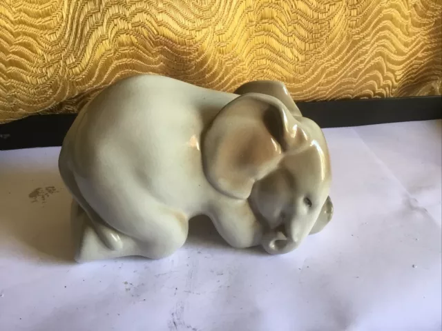 lomonosov ussr porcelain animal Elephant  4" High 6" Long 2 1/4" Wide