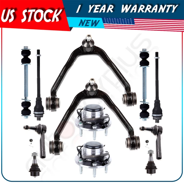 Front Upper Control Arms Tie Rods Wheel Hub Bearings For Cadillac Chevrolet GMC