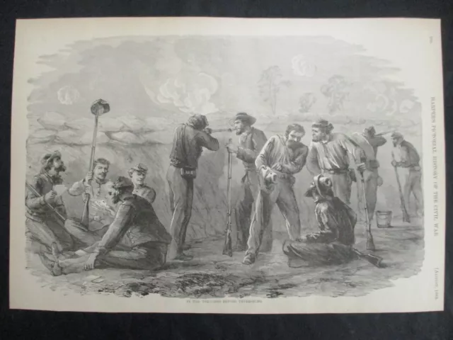 1894 Civil War Print - "In The Trenches Before Petersburg" - I COMBINE SHIPPING