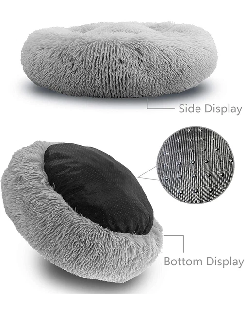 Donut Plush Pet Dog Cat Bed Fluffy Soft Warm Calming Bed Sleeping Kennel Nest 4