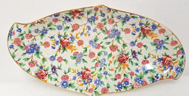 Royal Winton Grimwades England Old Cottage Chintz  Floral Dish Platter 10" x 5"
