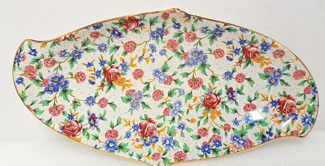 Royal Winton Grimwades England Old Cottage Chintz  Floral Dish Platter 10" x 5"