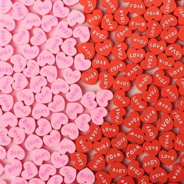 50/100Pcs Beads Love Heart Shape Polymer Clay Spacer Beads for Bracelet Necklace