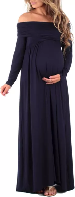 Mother Bee Cowl Neck and Over The Shoulder Maternity Dress Navy Size Medium