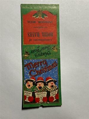 1930's Hotel Hayes Merry Christmas-Happy New Year Jackson MI BOBTAIL Matchcover