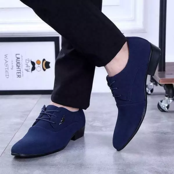 MEN'S DRESS FORMAL lace up business Faux Suede Work Casual Pointy Toe ...
