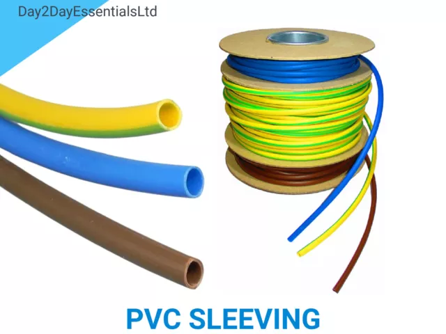 Electrical PVC Sleeving Brown Earth Blue 2mm 3mm 4mm Tube Wire Cable Reel