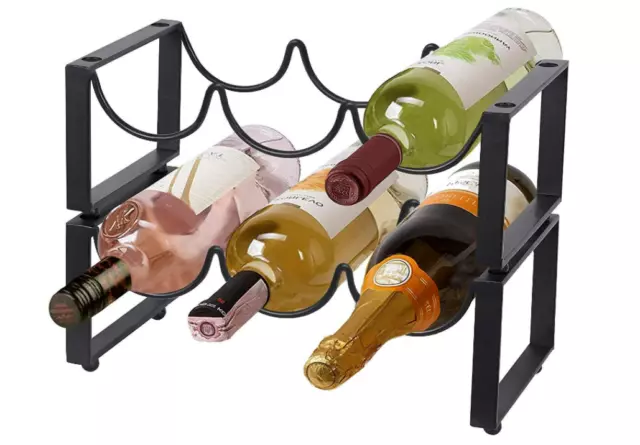 3 Bottles Iron Wine Rack Shelf Free Standing Stackable Retro Wine Holder