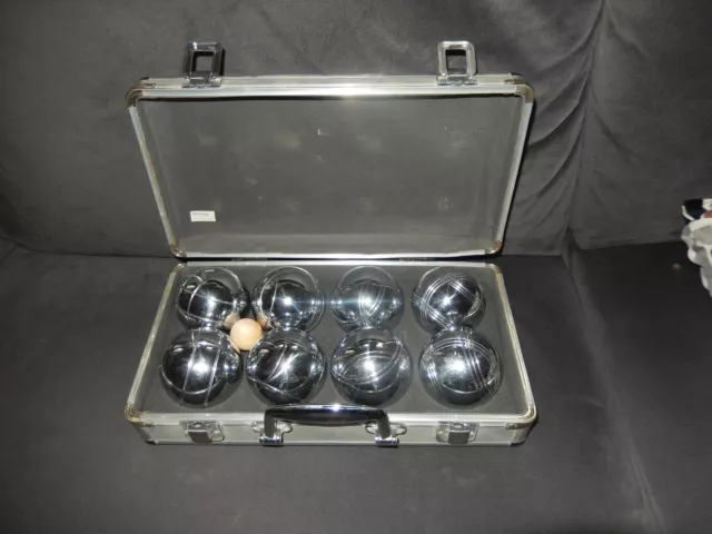 NEU ! Boule Boccia Petanque Krocket Spiel Set 8 große 1 kleine Kugel inkl Koffer