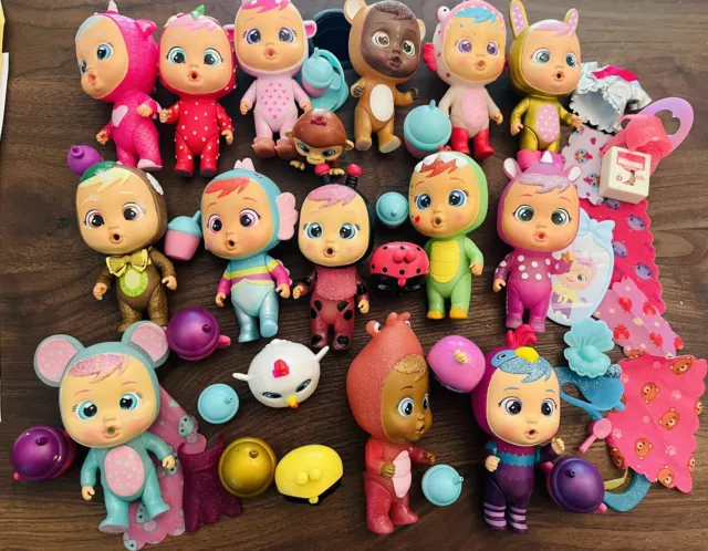 Cry Babies Magic Tears Dolls lot of 14 Mini Unicorn Bunny Frutti  Pets & Acc